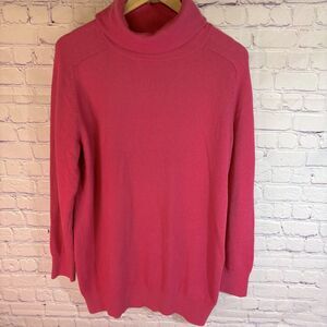Lands End Rose Pink Oversized Romantic Cozy Turtleneck Sweater Size Large